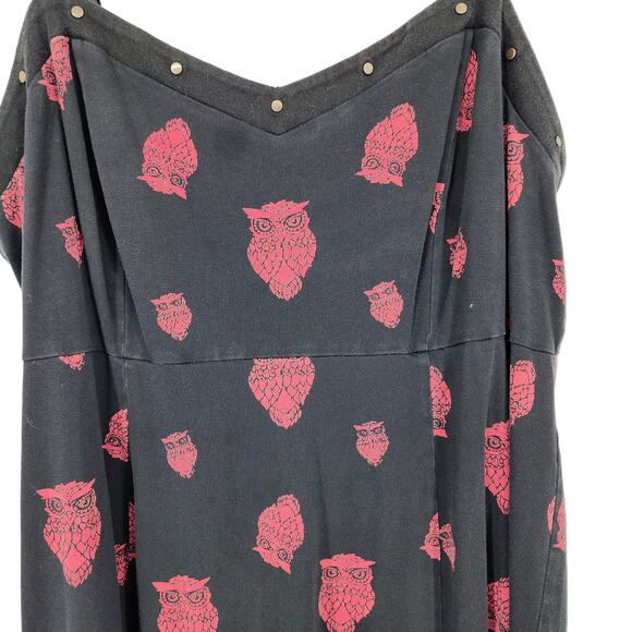 Tripp NYC Plus Size High Low Red and Black Owl Print Sleeveless Dress Size 2X - Picture 3 of 8